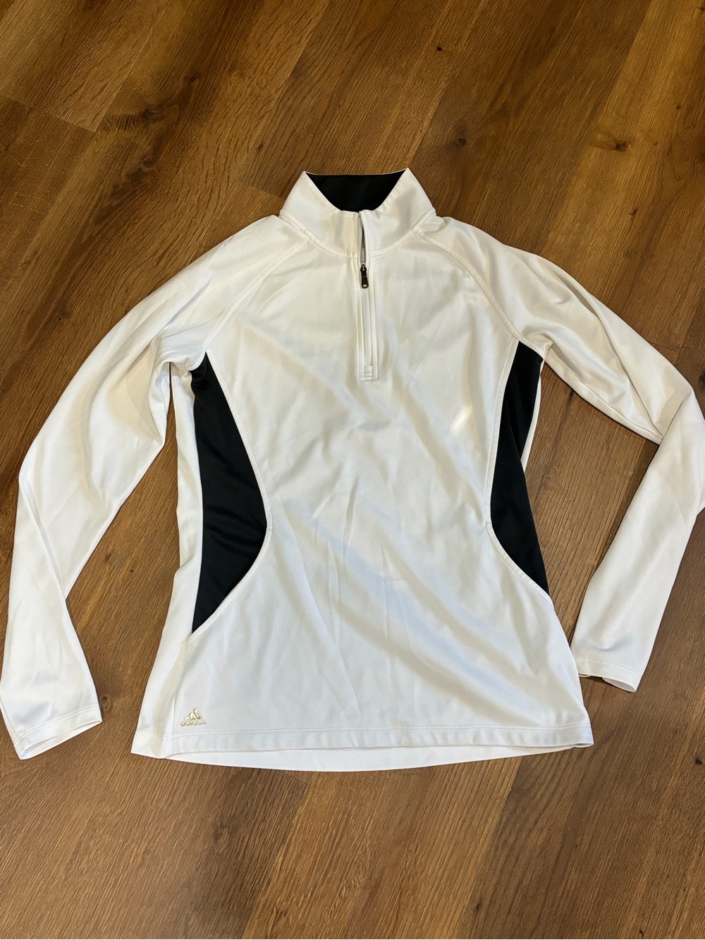 adidas White Quarter-Zip Pullover with Black Side Panels